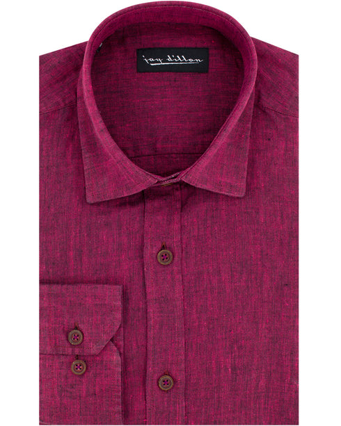Fuchsia Yarn Dyed Linen Shirt